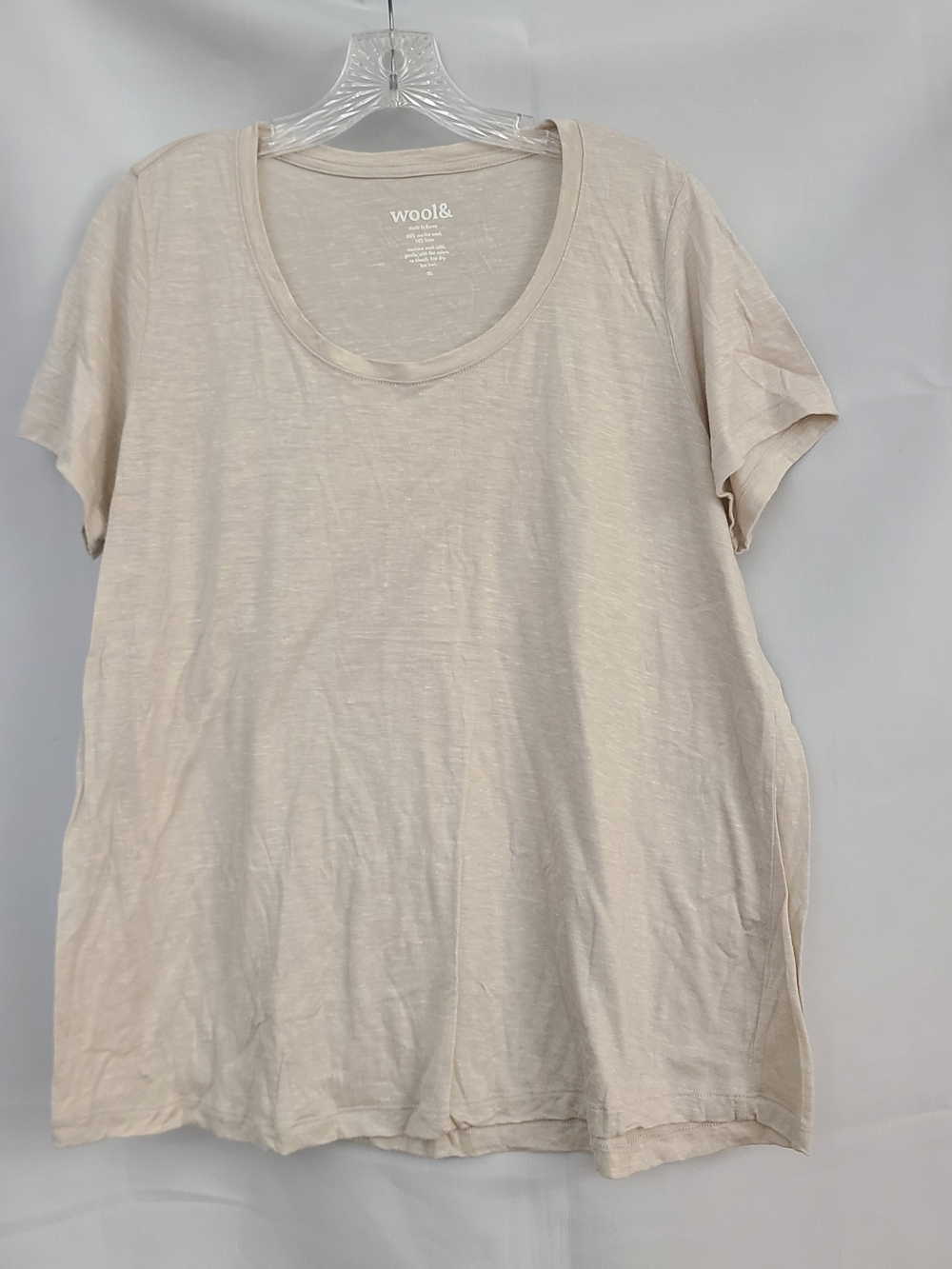 Wool& XL Beige Merino Wool Linen Blend Minimalist Neutral Capsule Casual T Shirt